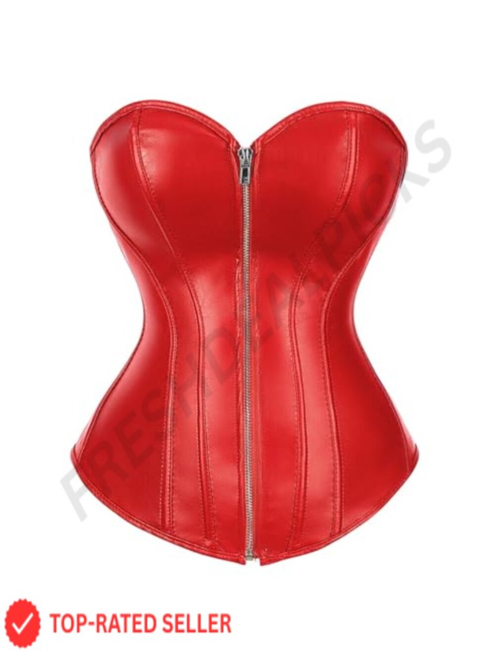 Faux Leather Corset Top Gothic Bustier Zipper Steampunk Costume